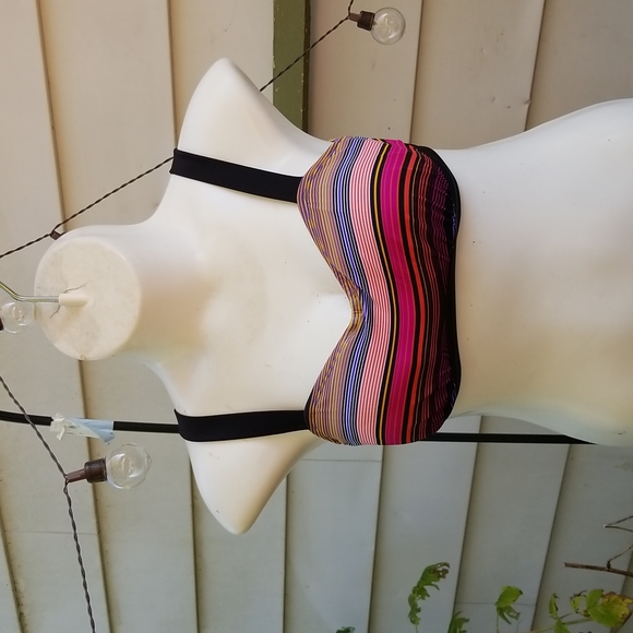 ATHLETA Pura Sport Bra Swim Bright Capri Stripe 36 B/C - Picture 2 of 7